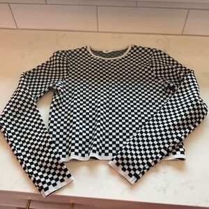 Black and white checker double zero sweater size small